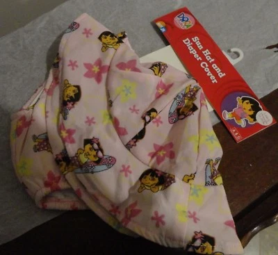 Girls Pink Dora the Explorer Sun Hat & Diaper Cover Medium, Large, X-Large, XXL