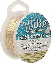 The Beadsmith Wire Elements Craft Wire – Tarnish Resistant, Soft Temper, Round, Gold Color – 0.81mm, 20 Gauge, 6 Yard Spool – Jewelry Making, Wire Wrapping, Floral, & Other DIY Crafts
