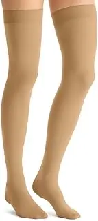 JOBST Opaque Compression Stockings, 20-30 mmHg, Thigh High, Silicone Dot Band, Closed Toe, Honey, Small