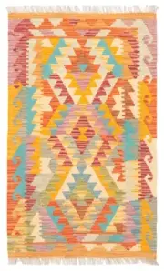 Vintage Hand Woven Carpet 2'7" x 4'3" Traditional Wool Kilim Rug