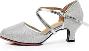 [HOBTEC] Women's Latin Salsa Closed Toe Synthetic Ballroom Dance Shoes Evening Wedding Pumps