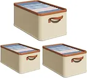 AIMALL 3pcs Foldable Dustproof Clothes Storage Box Set with Handles, Large Capacity, Stackable Wardrobe Organiser for Bedroom Cabinet, Sizes up to 13.7x18.5x11.8 inches
