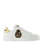 Logo lace low-cut skate shoes 40 White/Gold