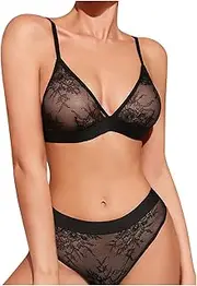 [Generic] Sexy Aprons for Women Lingerie Plus Underwear Set Women's Sense Lace Ultrathin Transparent Fun Comfortable Gathering No Underwire Bra Set Sexy Womens Costume