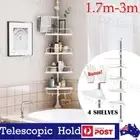 4-Tier Telescopic Shower Corner Shelf Caddy Hold Bathroom Organiser Storage Rack