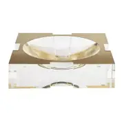 NEW Greg Natale Carter Acrylic Bowl Brushed Metal Gold Small