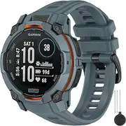 Miimall Sport Band for Garmin Instinct 3 50mm, Waterproof, 26mm Men Women Soft Silicone Replacement Band Strap Wristband Adjustable Bracelet for Garmin Instinct 3 SOLAR/AMOLED, Black, Black, For