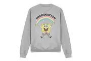 SpongeBob SquarePants Unisex Adult Simple Imagination Sweatshirt (Sport Heather) - UTTV12869