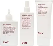 evo Wavy Routine - Springsclean Shampoo, Baby Got Bounce Curl Treatment & Liquid Rollers - Enhances Natural Curls
