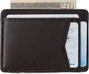 [alpine swiss] Mens Oliver RFID Safe Minimalist Front Pocket Wallet Smooth Leather Comes in a Gift Box Brown