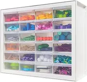 IRIS USA 24 Drawer Stackable Storage Cabinet for Hardware Crafts and Toys, 19.5-Inch W x 7-Inch D x 15.5-Inch H, White - Small Brick Organizer Utility Chest, Scrapbook Art Hobby Multiple Compartment