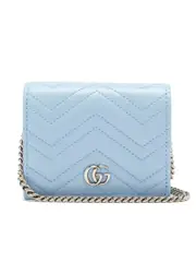 Gucci GG Marmont Card Case Wallet in Pastel Blue