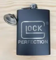 Glock Perfection 8 oz Stainless Steel Black Flask with Funnel
