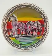 Zebra Themed Hand Carved & Hand Painted Stone Jewelry Dish