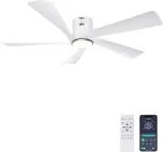 52” Flush Mount Ceiling Fan with Lights, Remote & APP Control Low Profile Indoor