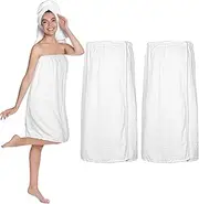 [Tigeen] 2 Pcs Towel Wrap for Women Lightweight Spa Robe with Adjustable Closure Elastic Top Soft Bathrobe Spa Wrap