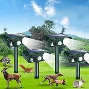 4 Pcs Solar Animal Repellent, Deer Repellent Outdoor Cat Repellent with Motion Detection & Flashing Light, Ultrasonic Animal Deterrent Devices Control for Squirrel Raccoon Skunk Rabbit Out Garden Yard
