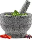 Large Granite Mortar and Pestle Set for Spice Herb Guacamole Avocado Masher