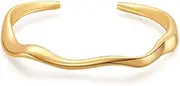 [AIMALL] Solid Simple Ring Bracelet, High-End Minimalist Style Light Luxury Brass Bangle for Women, 2.36 Inches
