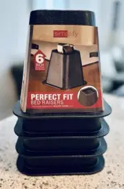 Simplify Black Bed Risers 5 to 6-inch, 4-Pack for Home Collection