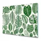 Glass Induction Ceramic Hob Cover Greenery Botanical Green leaves 2x30x52