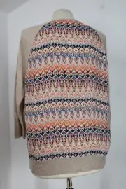 NWT Chico's 2 L Brown Multi Woven Back Open Pattern Bren Cardigan Sweater