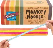 5-Pack Glitter Monkey Noodle Stretchy Fidget Toys BPA-Free, Stretches 10" - 8 Ft