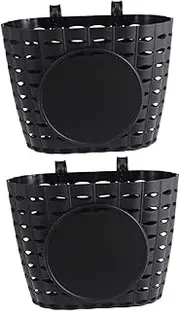 OHPHCALL 2 Pcs Black Thickened Bike Basket Practical Front Storage Container Durable Easy to Attach Without Tools Stable Design for Safe Cycling