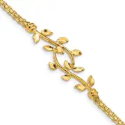 7 Inch 14K Polished Leaf Bracelet