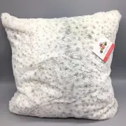 x2 Cynthia Rowley Gray Snow Leopard Faux Fur Throw Pillow Set Feather Filled 20"