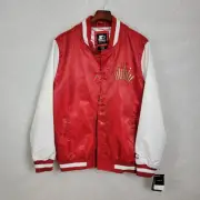 Black Label Budweiser Starter50 Women's Varsity Jacket L Red White Zip Up NEW