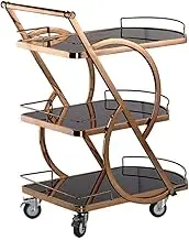 Home Modern Design 3 Tiers Catering Trolleys with Wheels Small Book Kitchen Tea Trolleys Rack Drinks Cabinet Universal Wheel Easy to Push and Pull(Rose Gold)