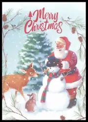 Greeting Card - Bird Deer Rabbit Santa Snowman - Laurie Cook - Christmas 0843