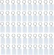 [SEIWEI] 50 Pieces, Blank Acrylic Photo Keyrings with Split Ring, Double-Sided 37x25mm Clear Key Rings for Personalised Photos, Family, Friends, Gifts, White