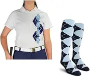 [Golf Knickers] Dry Fit Short Sleeve Graphic Golf Polo Shirt with Socks for Women, Argyle Paradise (AA-ZZ)