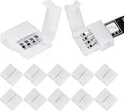 10 Packs 4 Pin LED Light Strip Connectors, 10mm Unwired Connector Accessories for DIY SMD 5050/3528 RGB LED Strip Light 12V and 24V, LED Connector Adapter