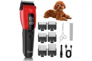 Hatteker Dog Clippers Professional Electric Pet Hair Trimmer with 7500 RPM Clippers Dog Cat Cordless Dog Trimmer Auxiliary Light