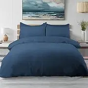 Luxor Teddy Fleece Soft Warm Quilt Doona Cover Set - Ocean (Queen)