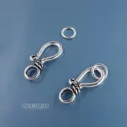 2 Sets Vintage Sterling Silver Hook Eye Clasp Connector ap. 7.6mm x 21mm #44041
