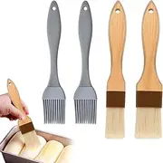 4 Pcs Pastry Brushes,Silicone Pastry Brush,Easy to Use Wooden Durable Cooking Brush,Food Brushes for Cooking,Silicone Basting Brush,Oil Brush for Cooking,Suitable for Baking,Dessert,Cakes,Etc.