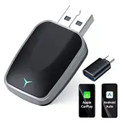 2-in-1 Wired to Wireless CarPlay Adapter & Android Auto Adapter Plug & Play un