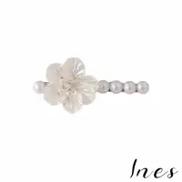 在飛比找momo購物網優惠-【INES】法式復古貝殼珍珠花朵造型一字夾 髮夾 邊夾(一字