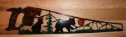 Hand Painted Handsaw Bear Cubs Scene Rustic Cabin Lodge Plasma Metal Wall Art