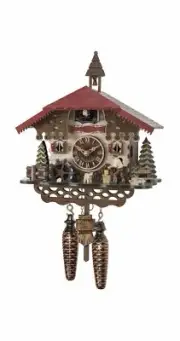 Quartz Cuckoo Clock Swiss house with mill wheel, with music EN 4501 QM NEW