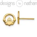 Designs by Nathan | 14k Yellow Gold Claddagh Post Earrings