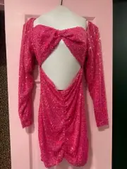 Boohoo, sequin mini dress, size 2, NWT, pink