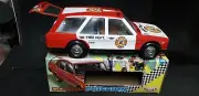 1980 - SHOP OLD STOCK - FRICTION POWERED FIRE CHIEF DEPARTMENT TIN TOY CAR