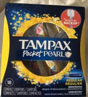 Tampax Pocket Pearl Tampons Regular Unscented 18 Ct