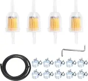 Mardatt 16PCS 1/4” Fuel Line Set Includes 1/4 Inch 6.5 Feet Fuel Line, Gas Inline Fuel Filters, Mini Fuel Injection Line Style Hose Clamp Adjustable and Z-shape Wrench for Marine Small Engines