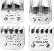 MEMIRY 4FC+5FC+7FC+3-3/4FC Detachable Dog Grooming Blades, Compatible with Andis, Oster A5, Wahl KM10 Series Clippers, Cut Length 3.2mm-13mm, Silver
